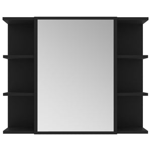 vidaXL Bathroom Mirror Cabinet Black 80x20.5x64 cm Engineered Wood