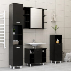 vidaXL Bathroom Mirror Cabinet Black 80x20.5x64 cm Engineered Wood