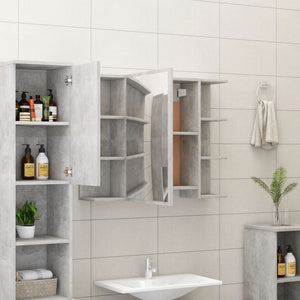 vidaXL Bathroom Mirror Cabinet Concrete Grey 80x20.5x64 cm Engineered Wood