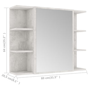 vidaXL Bathroom Mirror Cabinet Concrete Grey 80x20.5x64 cm Engineered Wood