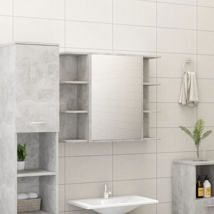 vidaXL Bathroom Mirror Cabinet Concrete Grey 80x20.5x64 cm Engineered Wood