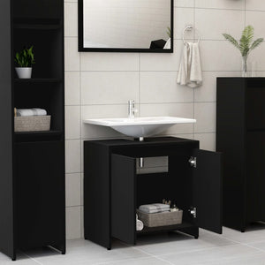 vidaXL Bathroom Cabinet Black 60x33x61 cm Engineered Wood