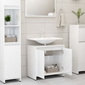 vidaXL Bathroom Cabinet High Gloss White 60x33x61 cm Engineered Wood