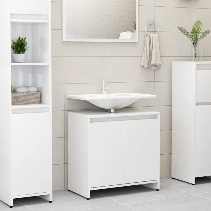 vidaXL Bathroom Cabinet High Gloss White 60x33x61 cm Engineered Wood