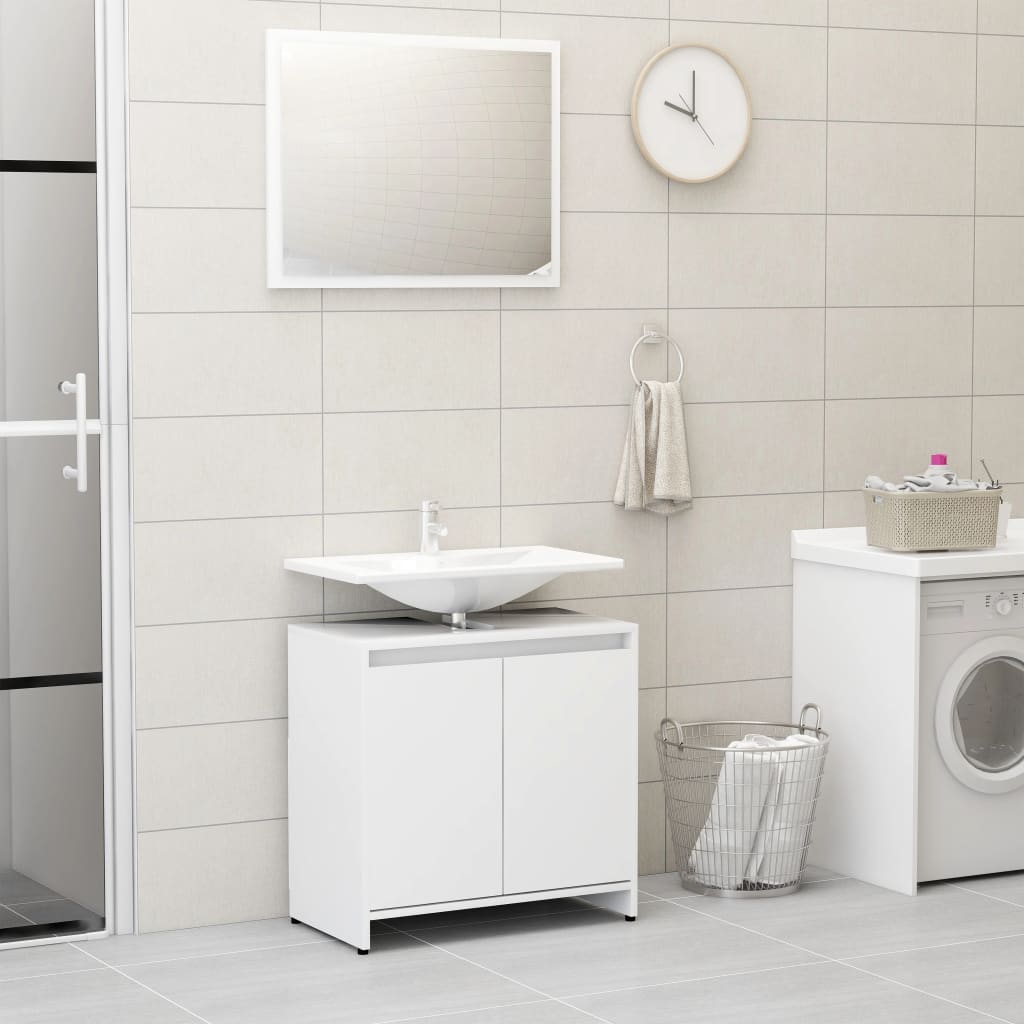 vidaXL Bathroom Furniture Set White Engineered Wood