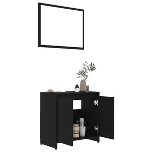 vidaXL Bathroom Furniture Set Black Engineered Wood