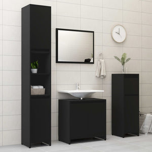 vidaXL Bathroom Furniture Set Black Engineered Wood