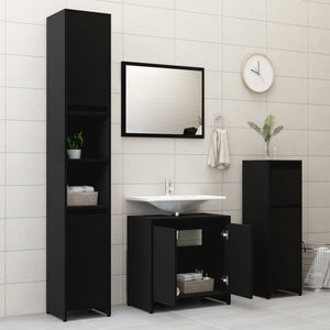 vidaXL Bathroom Furniture Set Black Engineered Wood