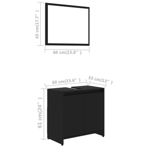 vidaXL Bathroom Furniture Set Black Engineered Wood