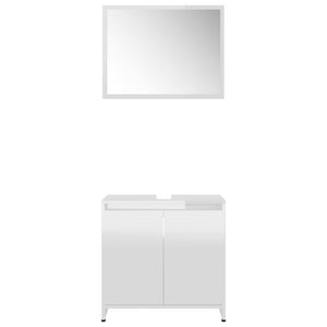 vidaXL Bathroom Furniture Set High Gloss White Engineered Wood