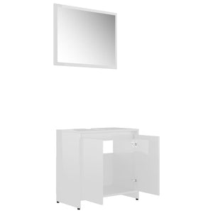 vidaXL Bathroom Furniture Set High Gloss White Engineered Wood