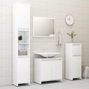 vidaXL Bathroom Furniture Set High Gloss White Engineered Wood