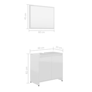 vidaXL Bathroom Furniture Set High Gloss White Engineered Wood