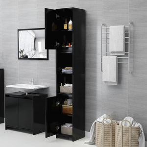 vidaXL Bathroom Cabinet Black 30x30x183.5 cm Engineered Wood