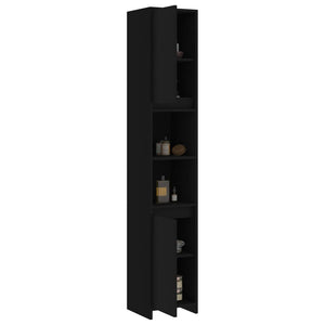 vidaXL Bathroom Cabinet Black 30x30x183.5 cm Engineered Wood