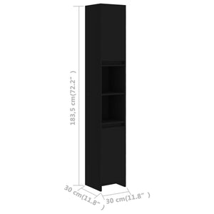 vidaXL Bathroom Cabinet Black 30x30x183.5 cm Engineered Wood