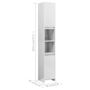 vidaXL Bathroom Cabinet High Gloss White 30x30x183.5 cm Engineered Wood