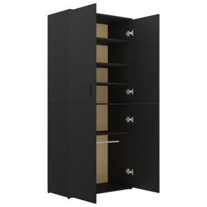 vidaXL Shoe Cabinet Black 80x39x178 cm Engineered Wood