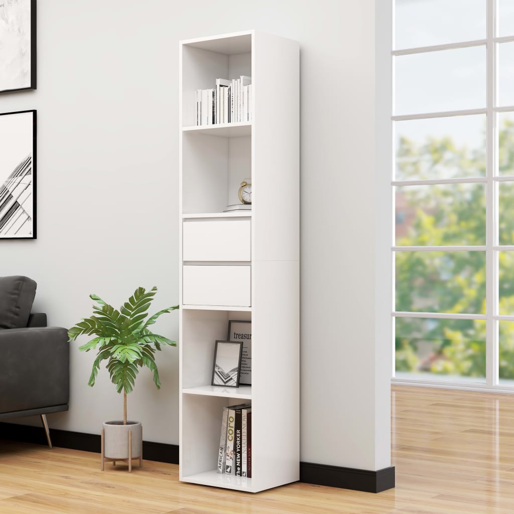 vidaXL Book Cabinet High Gloss White 36x30x171 cm Engineered Wood