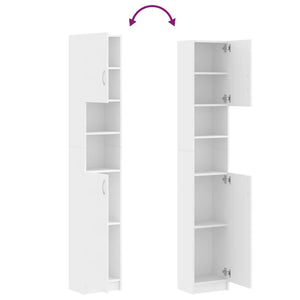 vidaXL Bathroom Cabinet White 32x25.5x190 cm Engineered Wood