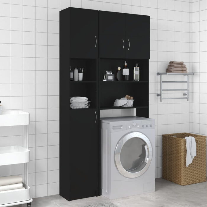 vidaXL Bathroom Cabinet Black 32x25.5x190 cm Engineered Wood