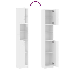 vidaXL Bathroom Cabinet High Gloss White 32x25.5x190 cm Engineered Wood