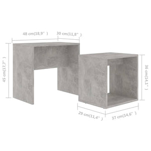 vidaXL Coffee Table Set Concrete Grey 48x30x45 cm Engineered Wood