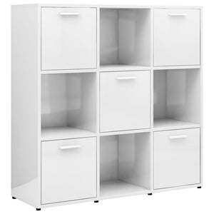 vidaXL Book Cabinet High Gloss White 90x30x90 cm Engineered Wood