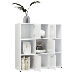 vidaXL Book Cabinet High Gloss White 90x30x90 cm Engineered Wood