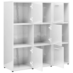 vidaXL Book Cabinet High Gloss White 90x30x90 cm Engineered Wood