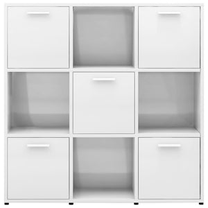 vidaXL Book Cabinet High Gloss White 90x30x90 cm Engineered Wood