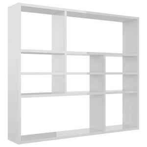 vidaXL Wall Shelf High Gloss White 90x16x78 cm Engineered Wood