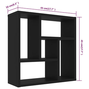 vidaXL Wall Shelf Black 45.1x16x45.1 cm Engineered Wood