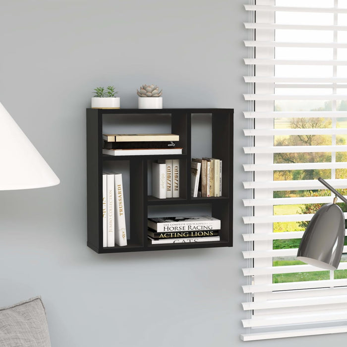 vidaXL Wall Shelf Black 45.1x16x45.1 cm Engineered Wood