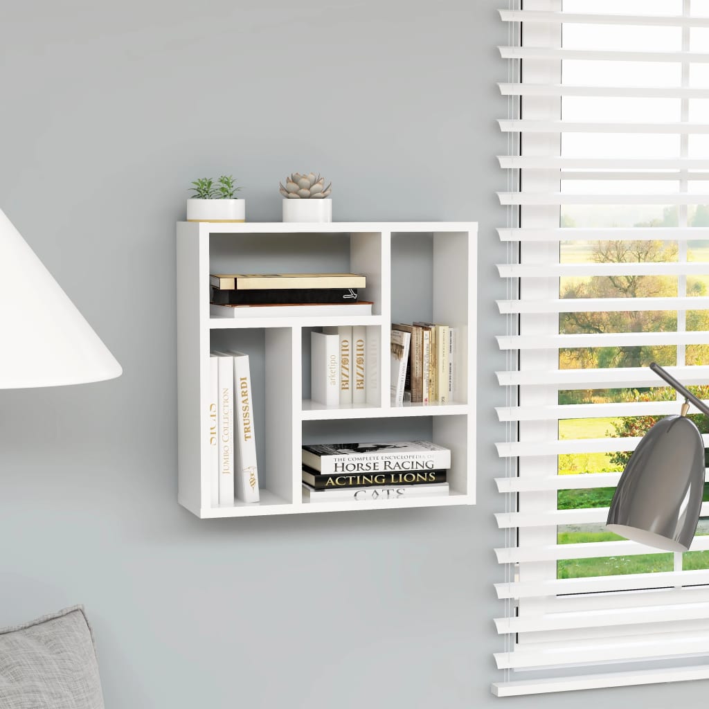 vidaXL Wall Shelf High Gloss White 45.1x16x45.1 cm Engineered Wood