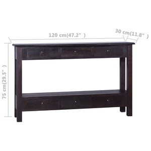 vidaXL Console Table Light Black Coffee 120x30x75 cm Solid Mahogany Wood