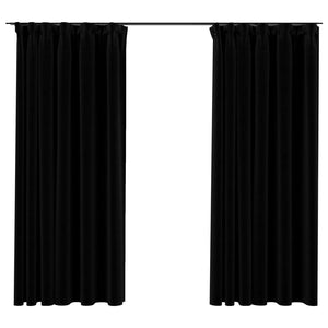 vidaXL Linen-Look Blackout Curtains with Hooks 2 pcs Black 140x175 cm