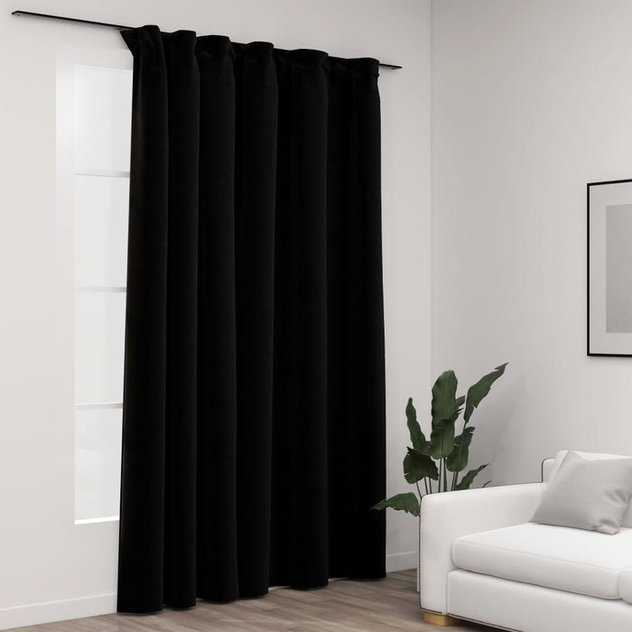 vidaXL Linen-Look Blackout Curtains with Hooks Black 290x245 cm