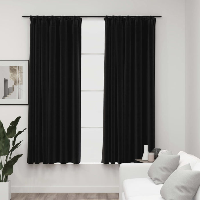 vidaXL Linen-Look Blackout Curtains with Hooks 2 pcs Anthracite 140x175 cm