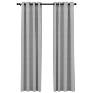 vidaXL Linen-Look Blackout Curtains with Grommets 2pcs Grey 140x225cm