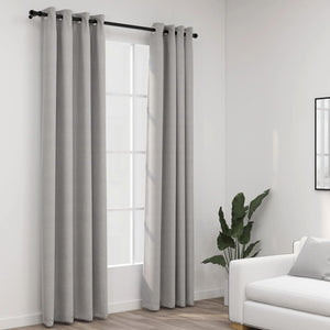 vidaXL Linen-Look Blackout Curtains with Grommets 2pcs Grey 140x225cm