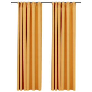 vidaXL Linen-Look Blackout Curtains with Hooks 2 pcs Yellow 140x245 cm