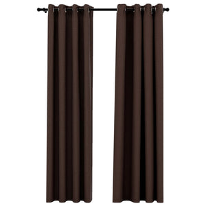 vidaXL Linen-Look Blackout Curtains with Grommets 2pcs Taupe 140x225cm