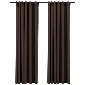 vidaXL Linen-Look Blackout Curtains with Hooks 2 pcs Taupe 140x225 cm