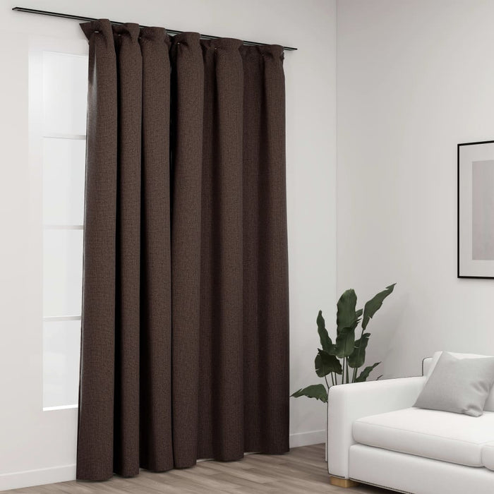 vidaXL Linen-Look Blackout Curtain with Hooks Taupe 290x245 cm