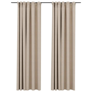 vidaXL Linen-Look Blackout Curtains with Hooks 2 pcs Beige 140x225 cm