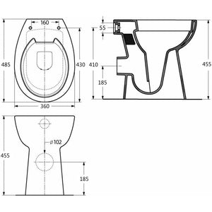 vidaXL High Rimless Toilet Soft Close 7 cm Higher Ceramic White