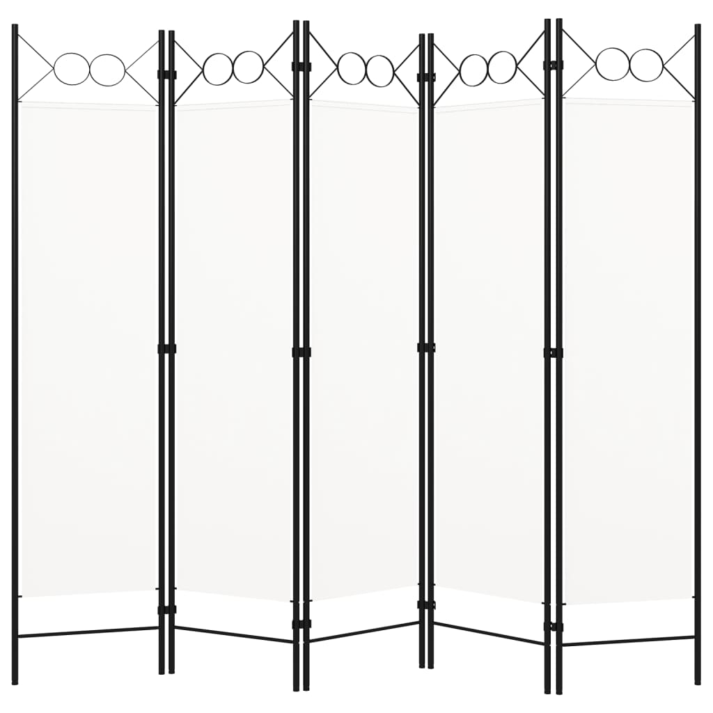 vidaXL 5-Panel Room Divider White 200x180 cm