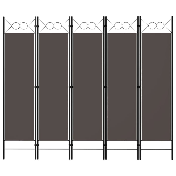vidaXL 5-Panel Room Divider Anthracite 200x180 cm