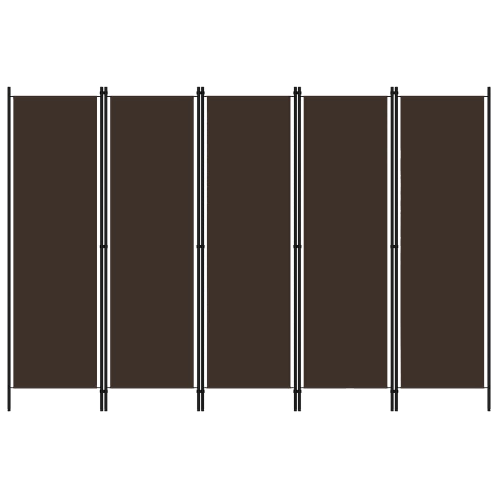 vidaXL 5-Panel Room Divider Brown 250x180 cm